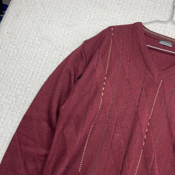 Cooper Wool Blend Pullover Sweater Vtg 90s Red Color Block Made in Canada Men M - Picture 3 of 13